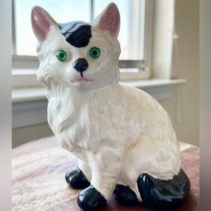 Vintage ceramic white and black cat